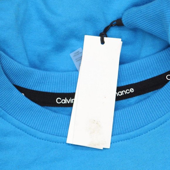 NWT Calvin Klein Size Logo Fleece Crewneck Sweatshirt PF2X2356 3X Atomic Blue - Picture 4 of 6
